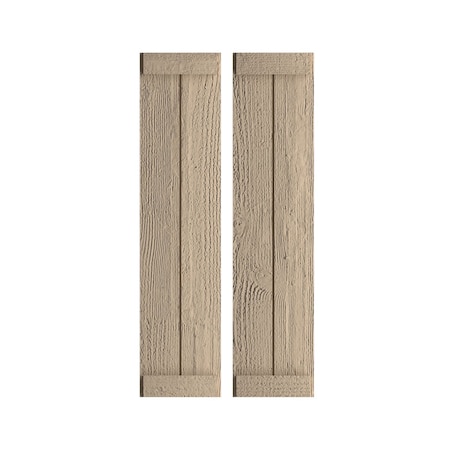 Rustic Two Board Joined Board-n-Batten Rough Sawn Faux Wood Shutters W/End Batten, 11W X 66H